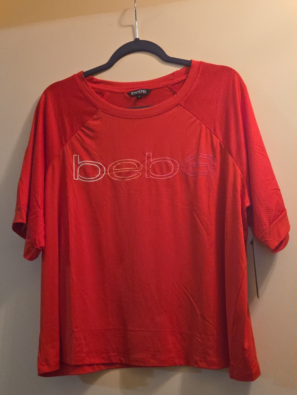 bebe Coral Short-Sleeve Athleisure Tee with Logo 1X